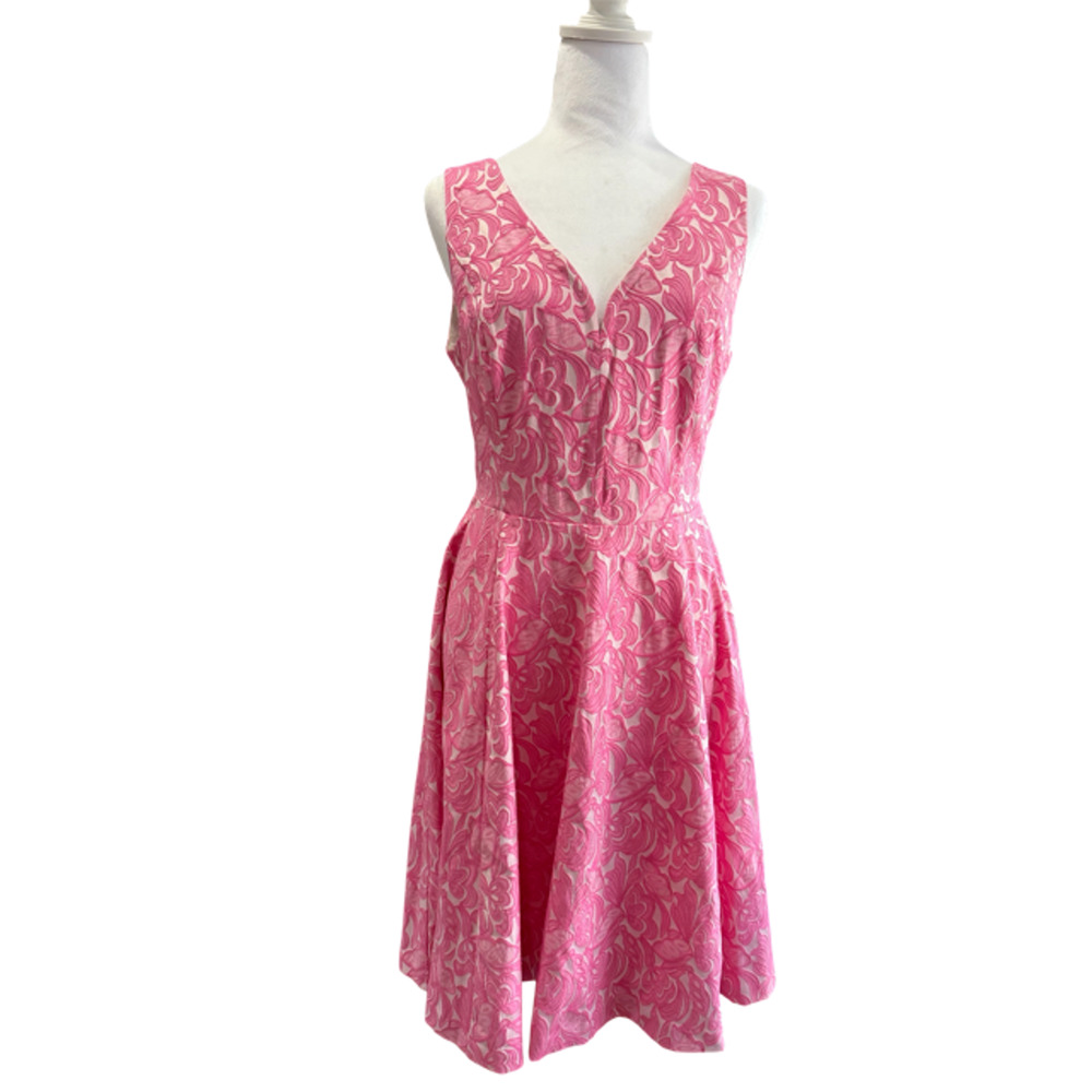 Maeve for Anthropologie Claribel Floral Fit & Flare Jacquard Pink Dress-Size 6